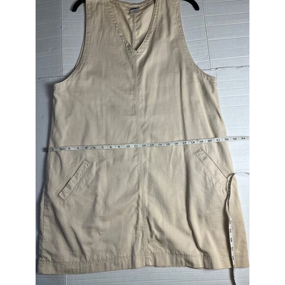 VTG- Essentials Style Beige 100% Cotton  V-Neck dress Pockets Large granola girl - Picture 10 of 11